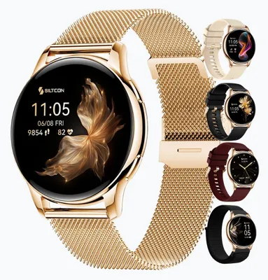 Productafbeelding van Siltcon® Auréa Smartwatch Dames & Heren - Horloge Dames - Stappenteller Horloge Dames - Hartslagmeter - Slaapmonitor - Saturatiemeter - Geschikt voor iOS/Android - AMOLED - RVS - Elke pols - Incl. 5 Bandjes