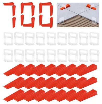 Produktbild von Fliesennivelliersystem Fliesenkeile Fliesenclips - 700 Stück - 1,5 mm Fugen - Wiederverwendbar - Für Wand und Boden