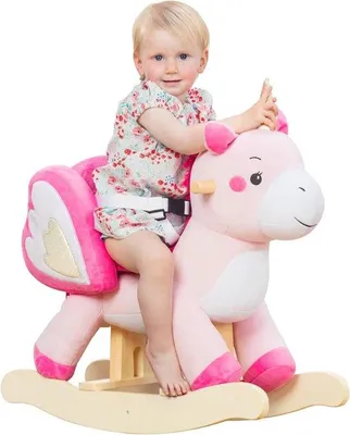 Produktbild von Holz-Trampolin Einhorn für Babys von 1-12 Jahren - Spielzeug für Innen und Außen, Rosa