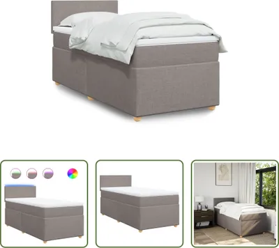 Produktbild von The Living Store Boxspringbett mit Matratze Taupe 90x190 cm Stoff