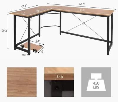 Image de Bureau de jeu - Bureau d'ordinateur - Table de jeu - Bureau informatique - 190x120x75 cm