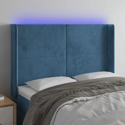 Produktbild von Möbel LED Kopfteil Dunkelblau 147x16x118/128 cm Samt - Bettkopfteil 3123820