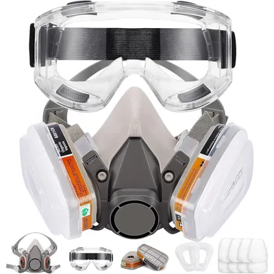 Image de Demi-masque respiratoire réutilisable avec filtres et lunettes de protection