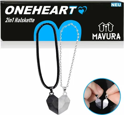 Produktbild von ONEHEART Magnet Herz Doppel Kette 2in1 Damenhalskette Herrenhalskette