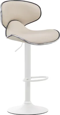 Immagine prodotto di Sgabello da bar moderno - Sgabello - Seduta comoda e regolabile in altezza con poggiapiedi | Colore: crema | Colore base: bianco
