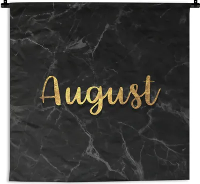 Produktbild von MuchoWow® Wandteppich Wandbehang Kalender - August - Gold - Marmor 150x150 cm Tapisserie Dekoration Wandtuch - Wohnaccessoires - Modernes