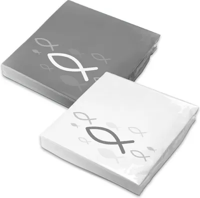 Produktbild von SET - 40x itenga Servietten Fisch Mix (20x Grau Weiß und 20x Weiß Grau 30 x 30 cm)