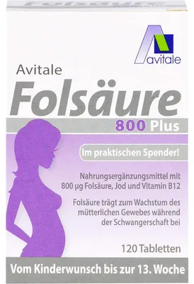 Obrázok produktu pre Avitale Kyselina listová 800 plus tablety, 120 tabliet