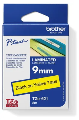 Productafbeelding van Brother TZE621, labelcassette, geel/zwart, 9 mm
