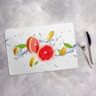 Produktbild von Tischset 6x45x30 cm + 6x10fi cm Platzset Tischmatte Platzmatte Untersetzer - Splash Früchte Spritz