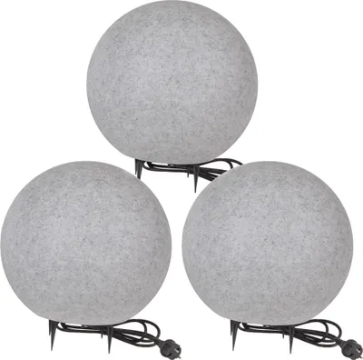 Produktbild von Kugelleuchte Kugellampe Außenleuchte Gartenlampe Granit-Optik 3er Set 40-40-40cm