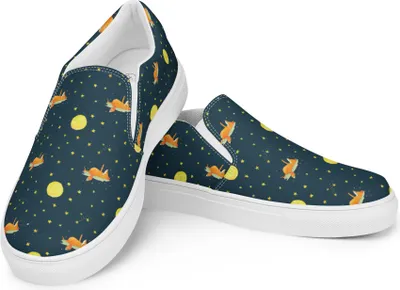 Produktbild von Mr. & Mrs. Panda Slipper Für Damen Fuchs Sterne Größe 39 - Blau - Geschenk, Romantik, Loafer, Mokassins, Espadrilles, Always Look On The Bright Side Of Life, Mond