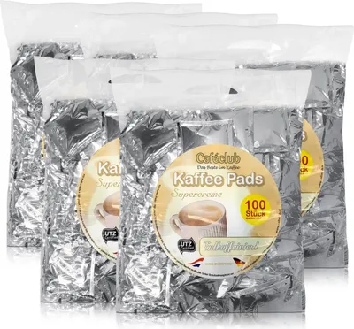 Produktbild von 5x Cafeclub Entkoffeiniert Kaffeepads Megabeutel je 100 stk. einzeln verpackt