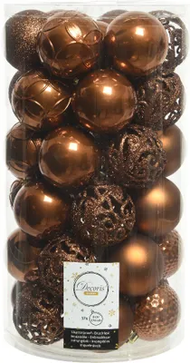 Produktbild von Weihnachtskugeln Kunststoff 6cm Ornamente Mix 37er Set - Zimt