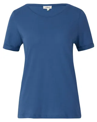 Produktbild von s.Oliver T-Shirt Regular Fit mit klassischem Rundhalsausschnitt, weichem Jersey und lässigem Ärmelumschlag