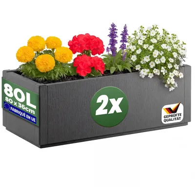 Immagine prodotto di CASARIA® 2x Fioriera da Esterno Ethica in Plastica 80L 80x36x35cm