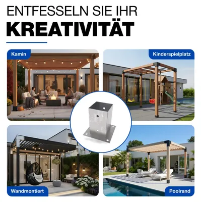 Produktbild von GeZu Impex® Aufschraubhülse Edelstahl 71 x 71 x 150 mm Aufschraubbodenhülse Pfostenträger