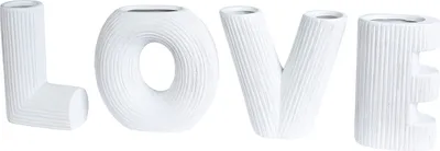 Produktbild von GILDE 4er Set Vasen "Love" weiß, mit geriffelter Struktur, H.15 cm, 34032
