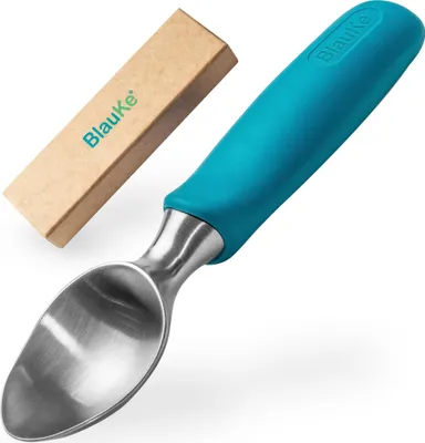 Produktbild von BlauKe® Eisportionierer aus Rostfreiem Edelstahl – Professioneller Eislöffel | Portionierer mit Bequemem Anti-Rutsch-Griff für Eiskugeln, Eiscreme