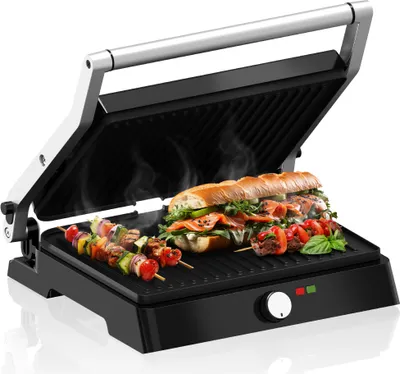 Produktbild von VERTENZ Intense 50 | elektrický kontaktní gril XXL sendvičovač stolní gril elektrický gril | 2200W | desky s nepřilnavým povrchem | nerezová ocel