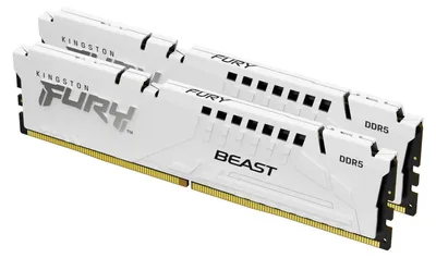 Produktbild von Kingston Technology FURY Beast 32GB 5600MT/s DDR5 CL40 DIMM (2er-Kit) White XMP, 32 GB, 2 x 16 GB, DDR5, 288-pin DIMM