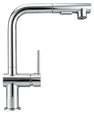 Produktbild von AICA Messingkern Küchenarmatur L-förmiger Hochbogen Ausziehbarer Brause 2 Strahlarten Mischbatterie für Küche Chrom