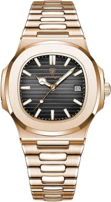 Produktbild von Herren Quarzuhr mit Edelstahlarmband Quadratisches Design, Leuchtzeiger, Datumsanzeige, 3ATM Wasserdicht Business Armbanduhr