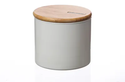 Produktbild von Vorratsdose S - Vorratsglas mit Bambusdeckel - 0,7 Liter - D: 11cm - H: 10cm - weiß