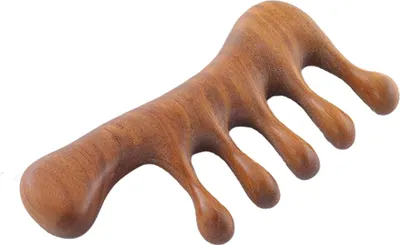 Produktbild von Holzkamm, Massagekamm aus Holz, Kopfhautmassagegerät, handgefertigter Sandelholzkamm mit breiten Zinken für Damen und Herren