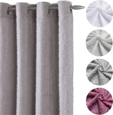 Produktbild von Heimtexland ® Ösenschal Deko Gardine halbtransparent flauschige Chiffonfäden HxB 245x140 Vorhang Typ892 grau