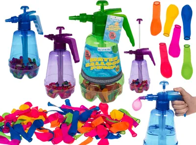 Produktbild von Wasserballonpumpe mit 100 Wasserbomben 3fach sortiert