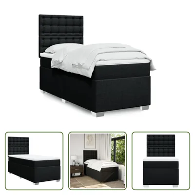 Produktbild von The Living Store Boxspringbett mit Matratze Schwarz 100x200 cm Stoff