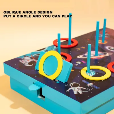 Immagine prodotto di Set di gioco di lancio ad anelli per bambini, migliora la coordinazione, giocattolo da tavolo in legno per 2 giocatori