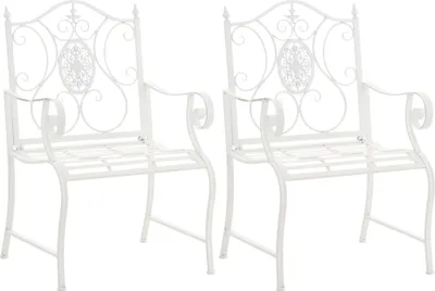 Produktbild von CLP 2er Set Gartenstühle Punjab mit Armlehnen weiß