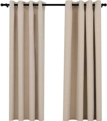 Obrázek produktu pro vidaXL Zatemňovací závěsy 2 ks. Očka Vzhled lnu Béžová 140x175 cm