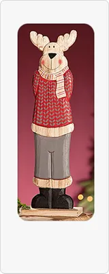 Produktbild von Weihnachtliche Figur aus Holz Rentier Günter stehend 38,5cm