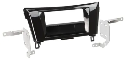 Productafbeelding van 2-DIN dashboardadapter met opbergvak voor Nissan Qashqai, zwart pianolak