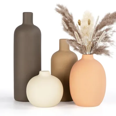 Keramik-Vasen-Set, 4 Stück, Blumenvase, Dekoration, modern, rustikal