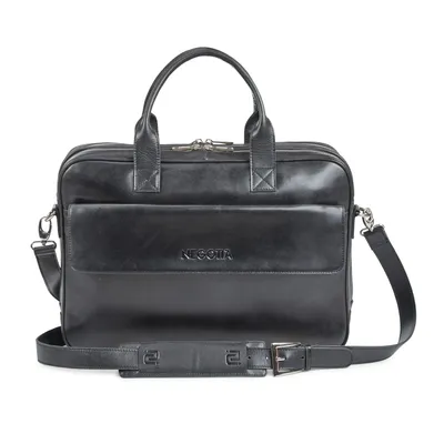 Produktbild von NEGOTIA Alpha - 15.6 Zoll Laptoptasche aus Nappaleder - Aktentasche - Arbeitstasche - Messenger Bag Herren und Damen 15,6 Zoll – Schwarz