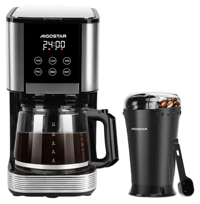 Produktbild von Aigostar - Kaffeemaschine mit Mahlwerk Elektrische Kaffeemühle 60g 200W/ Filterkaffeemaschine 1,5L 1000W