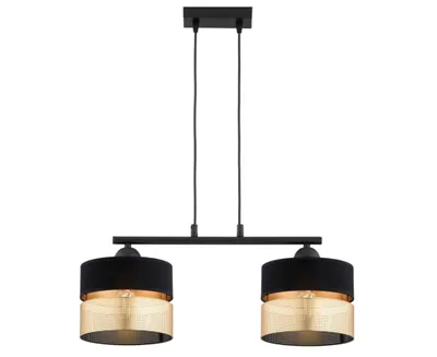 Productafbeelding van FKL DESIGN Hanglamp voor interieur, zwart-goud, 2 lampen, E27, kunststof lampenkap, onderdeel van de N450 serie (BHZ2)