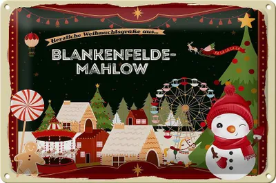 Produktbild von Blechschild Weihnachten Grüße BLANKENFELDE-MAHLOW 30x20cm