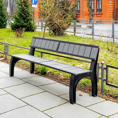 Produktbild von REKORD Gartenbank Split WPC 160 cm Grau Wetterfeste Parkbank mit Gusseisen-Gestell