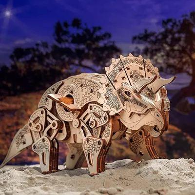 Produktbild von Mechanischer Dinosaurier Triceratops aus Holz