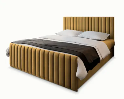 Produktbild von Masseno Boxspringbett ARION 160x200 cm Komplett-Set mit Bonell Matratze und Topper, Polsterbett mit Bettkästen -Gelb, KRONOS 01
