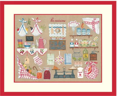 Image de Le Bonheur des Dames point de croix set "La cuisine", motif à compter, 37x50cm