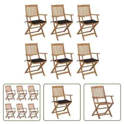 Produktbild von The Living Store Klappbare Gartenstühle 6 Stk. mit Kissen Massivholz Akazie