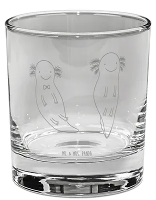 Produktbild von Mr. & Mrs. Panda Glas Axolotl Liebe - Transparent - Geschenk, gravur, Cocktailglas, für Frauen, Tumbler, Valentinstag, Ehefrau, Freundin, Longdrinkglas, Jahrestag, Gin