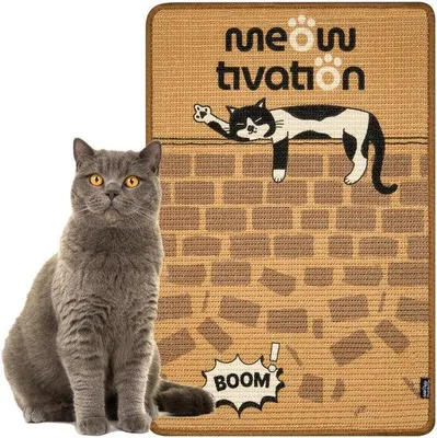 Produktbild von Krabmat für Katzen - 60 x 40 cm Sisal-Krabmat mit Berliner Mauer-Illustration, natürliche Krabplanken, umweltfreundliches Katzenmöbel, multifunktionelles Sisalmat