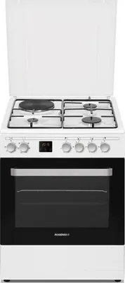 Image de Cuisinière mixte a 60l 4 feux blanc - Rosieres - RGE660CMWE -